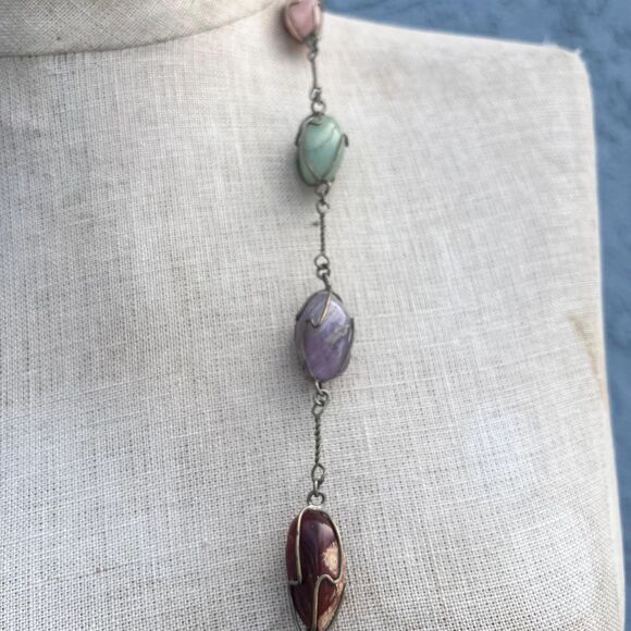 Vintage Gemstone  Necklace Vintage Gift Southwestern Statement Jewelry mystical - Picture 5 of 10